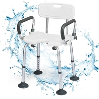 Shower Stool with Removable Arm and Back Rests-White