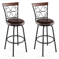 Swivel Bar Stool Set of 2 with Adjustable Height,  Cozy Seat and Backrest
