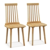 Windsor Dining Chairs Set of 2 with Natural Rubber Wood Legs and Non-slip Foot Pads-Natural
