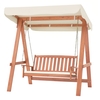 Wood Porch Swing with Canopy,  A Frame and Soft Seat Cushions 