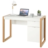 Wooden Computer Desk with Drawer and Cabinet for Home Office-White