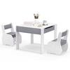 Wooden Kids Table and Chair Set with Hidden Storage-Gray & White