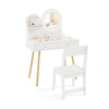 Wooden Kids Vanity Set with Lighted Mirror,  Hooks and Storage Drawers-White