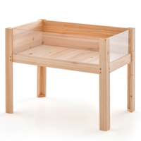 Wooden Raised Garden Bed with Drainage Holes and Acrylic Panels-Natural