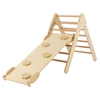 Wooden Triangle Climbing Ladder Set with 2-in-1 Reversible Ramp-Natural