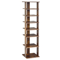 Wooden Vertical Shoe Rack with 7 Shelves-Brown