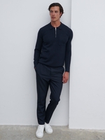Ernest Quarter Zip Jumper - Navy,  S