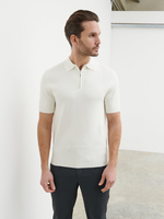 Nolan Textured Zip Polo - Cream,  L