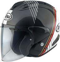 Arai SZ-R VAS Temu Jet Helmet,  black-white-red,  Size M for Men