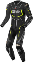 Arlen Ness Alcarras Race One Piece Motorcycle Leather Suit,  black-grey-yellow,  Size 56,  black-grey-yellow,  Size 56