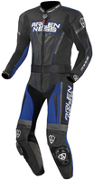 Arlen Ness Edge Two Piece Motorcycle Leather Suit,  black-grey-blue,  Size 54 for Men