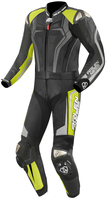 Arlen Ness Race-X Two Piece Motorcycle Leather Suit,  black-grey-yellow,  Size 58,  black-grey-yellow,  Size 58
