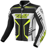 Arlen Ness Rapida 2 Motorcycle Leather Jacket,  black-white-yellow,  Size 48 for Men