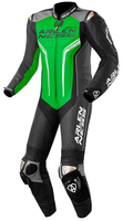 Arlen Ness Sugello One Piece Motorcycle Leather Suit,  black-grey-green,  Size 54,  black-grey-green,  Size 54