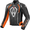 Arlen Ness Track Motorcycle Leather Jacket,  black-orange,  Size 52 for Men