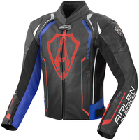 Arlen Ness Track Motorcycle Leather Jacket,  black-red-blue,  Size 60,  black-red-blue,  Size 60