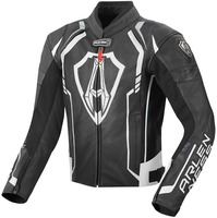 Arlen Ness Track Motorcycle Leather Jacket,  black-white,  Size 60,  black-white,  Size 60