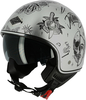 Astone Flash Tattoo Jet Helmet,  silver,  Size M,  silver,  Size M