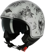 Astone Flash Tattoo Jet Helmet,  silver,  Size M,  silver,  Size M