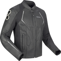 Bering Radial Motorcycle Leather/Textile Jacket,  black-white,  Size M for Men