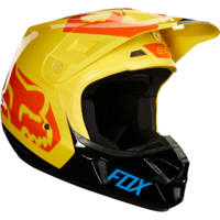 FOX V2 Preme Motocross Helmet,  black-red-yellow,  Size L for Men