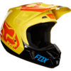 FOX V2 Preme Motocross Helmet,  black-red-yellow,  Size S for Men