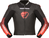 Modeka Yron Motorcycle Leather Jacket,  black-red,  Size 46 for Men