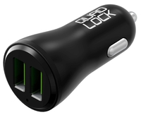 QUAD LOCK Dual USB Car Charger 12V,  black,  black