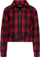Queen Kerosin Speedway Queen Checkered Ladies Jacket,  black-red,  Size XS for Women