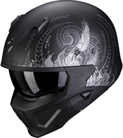 Scorpion Covert-X Tattoo Helmet,  black-silver,  Size M,  black-silver,  Size M
