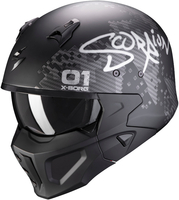 Scorpion Covert-X Xborg Helmet,  black-silver,  Size S,  black-silver,  Size S