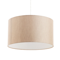 1 Light Beige Drum Shade Ceiling Pendant - Chrome