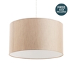 1 Light Beige Drum Shade Ceiling Pendant with LED Bulb - Chrome