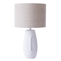 1 Light Ceramic Face Table Lamp with Shade - White