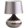 1 Light Ceramic Table Lamp with Silver Conical Shade - Chocolate