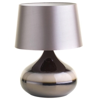 1 Light Ceramic Table Lamp with Silver Conical Shade - Chocolate