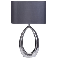 1 Light Elongated Hollow Table Lamp with Cylinder Shade - Silver