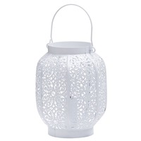 1 Light Floral Inspired Lantern Table Lamp with Decorative Handle - White