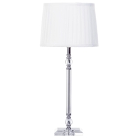 1 Light Glass and Metal Stem Table Lamp with White Tapered Pleated Shade - Chrome