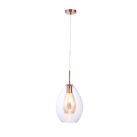 1 Light Glass Shade Ceiling Pendant - Copper