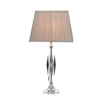 1 Light Glass Table Lamp with Beige Pleated Shade - Chrome