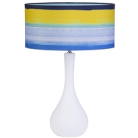 1 Light Gourd Shaped Table Lamp with Beach Inspired Cylinder Shade - White