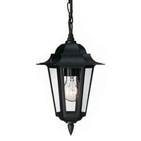 1 Light Outdoor Lantern Hanging Light - Black