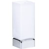 1 Light Rectangle Table Lamp with Tall White Frosted Shade - Chrome