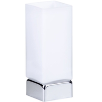 1 Light Rectangle Table Lamp with Tall White Frosted Shade - Chrome