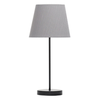1 Light Round Base Table Lamp with Black & White Striped Shade - Black
