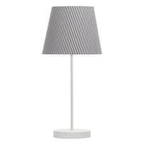 1 Light Round Base Table Lamp with Black & White Striped Shade - Cream