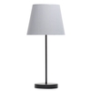 1 Light Round Base Table Lamp with Grey & White Striped Shade - Black