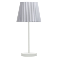 1 Light Round Base Table Lamp with Grey & White Striped Shade - Cream