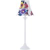 1 Light Stick Table Lamp with Floral Conical Shade - White